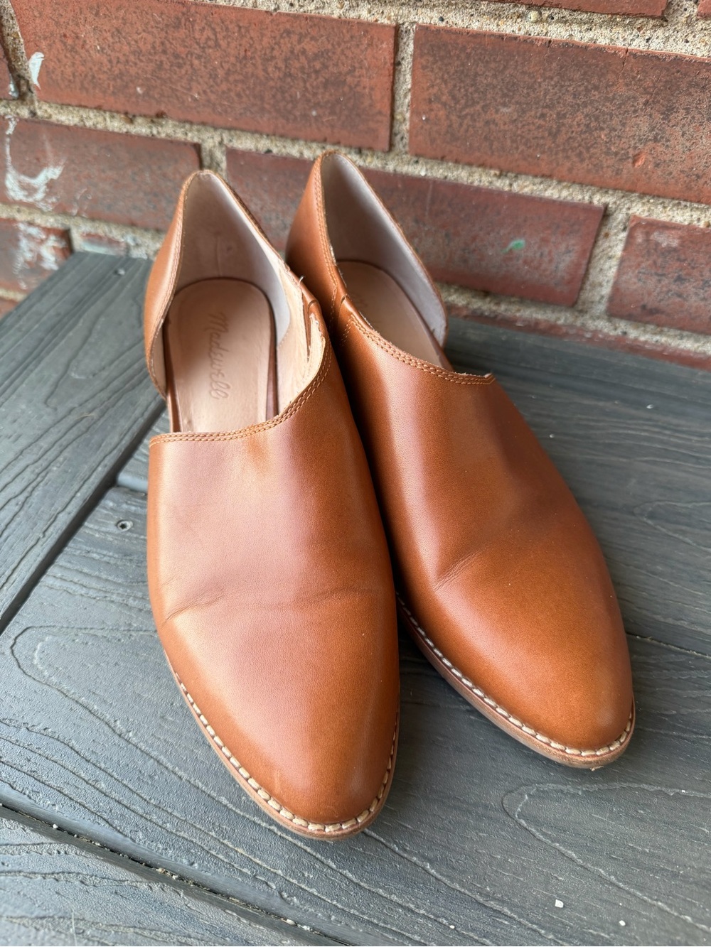 Madewell Lucie Leather Bootie Flats Cognac Brown Hybrid Slip-On Size 8.5